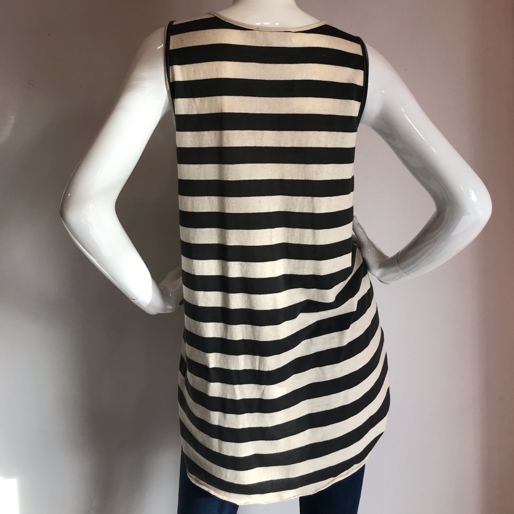 Striped Tank Top with Ruffled Zipper - Picture 2 of 3